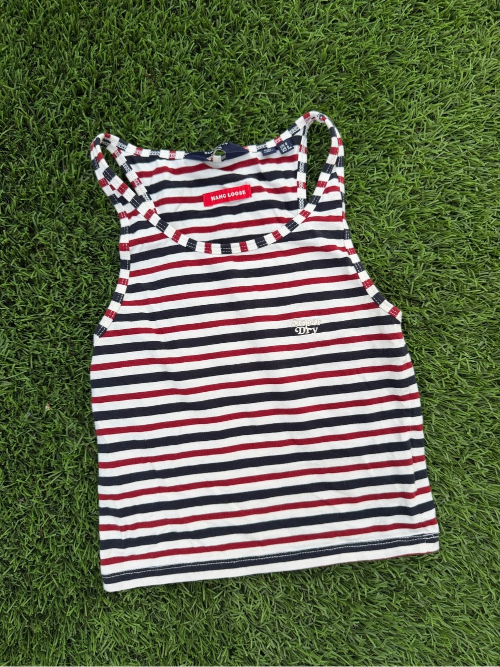 Superdry Red, White & Navy Striped Tank Top